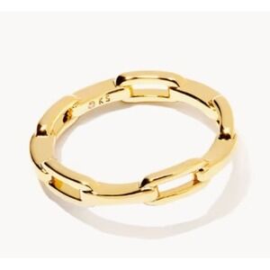 Kendra Scott Andi Band Ring Gold Metal Size 7 Link Chain Style NWT